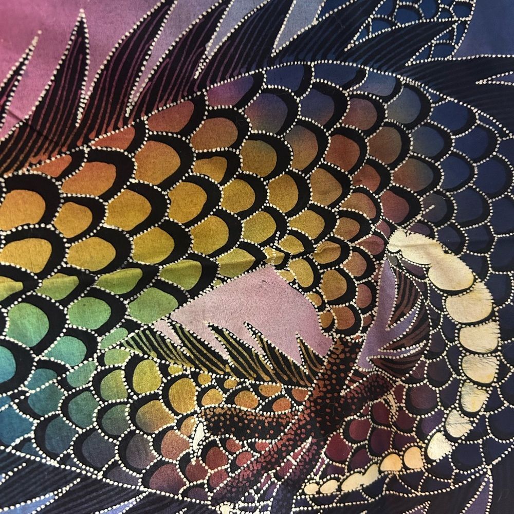 Dragon multicolor Rainbow indonesian Batik Panel Priyo 28" X 34.5” - Picture 12 of 14